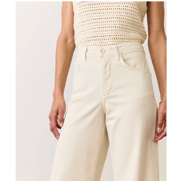 Marine Layer Charlie Wide Leg Pant in Ecru - Picture 3 of 6